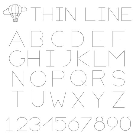 Thin line uppercase alphabet. No fill, strokes only, easy to tune line weight.のイラスト素材