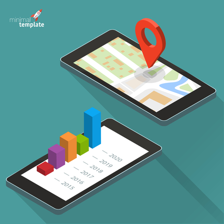 Flat design isometric tablett computer vector design elements for infographics and presentation.のイラスト素材