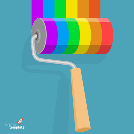 Flat design roller brush with rainbow paint vector illustrationのイラスト素材