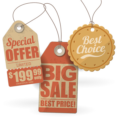 Set of retro style sale labels and tags templateのイラスト素材