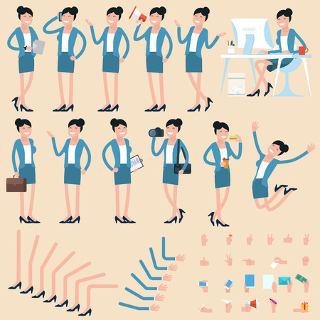 Young woman character Various gestures and posesのイラスト素材
