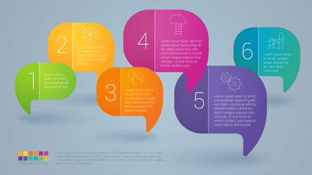 Rainbow color speech bubble infographics step by step vector template.のイラスト素材