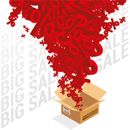 Open box percent big sale vector promotion baner template.のイラスト素材