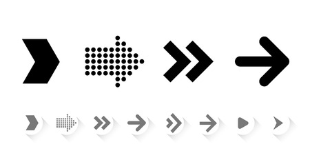 Flat design vector arrow icon set isolated on plain background.のイラスト素材