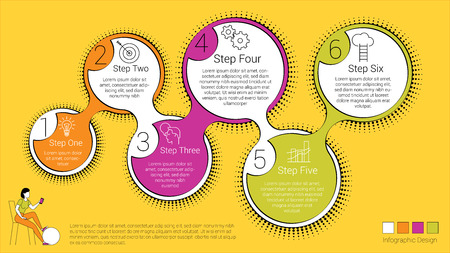 Vector infographics layout step by step options template. Mock up for business presentation, timing layout, diagram, annual report, banner, web designのイラスト素材
