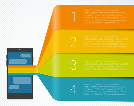 Step by step vector infographics template  with r smartphoneのイラスト素材