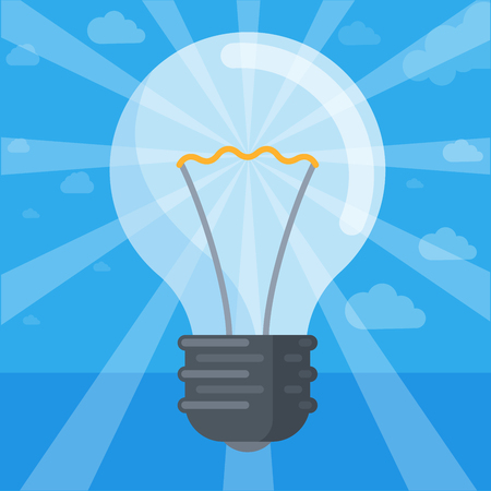 Flat design modern and retro electric bulb lamp vector icon template set  for poster of creative new bright ideaのイラスト素材