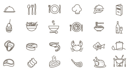 Thin line restaurant vector icon setのイラスト素材