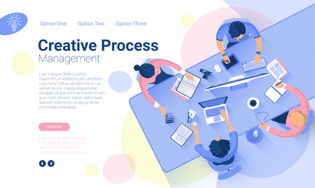 Flat design  web page template for creative business  process and  business strategy. Trendy vector  illustration concept for website and mobile app.のイラスト素材
