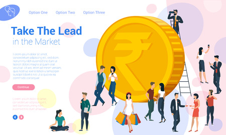 Flat design  web page template for financial and investment, business strategy and analytics. Trendy vector  illustration concept for website and mobile app.のイラスト素材