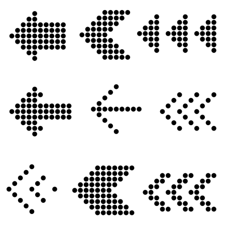 Flat design vector black dot screen arrow icon set.のイラスト素材