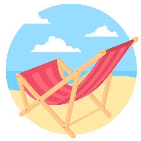 Bach chair at seaside. Vector concept for summer vacation ad, manner, website and presentation.のイラスト素材