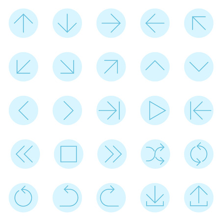 Flat design thin line arrow vector interface icon setのイラスト素材