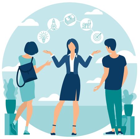 Choice of business options planning and organizing. Flat design vector concept illustration, concept for banner, mobile app, landing page template.のイラスト素材