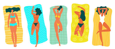 Beach people relaxing.のイラスト素材