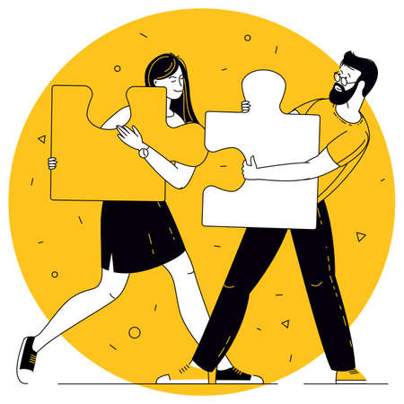 People connecting puzzleのイラスト素材
