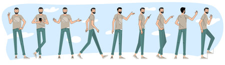 Flat character activities and gestures.
