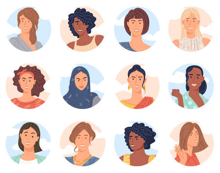 diverse women avatarのイラスト素材