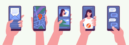 People are using smartphonesのイラスト素材