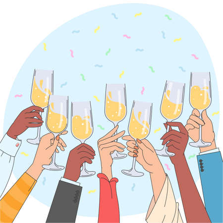 People holding champagne glassesのイラスト素材