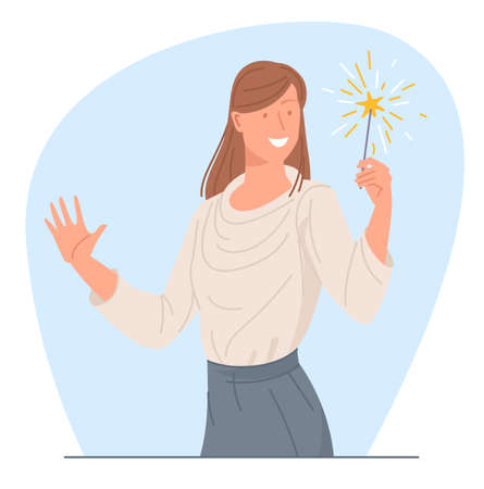 man and woman with sparklers in handのイラスト素材