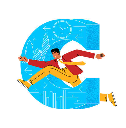 English alphabet with people characters.のイラスト素材