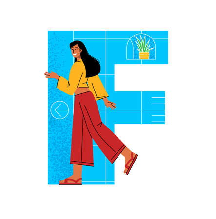 English alphabet with people characters.のイラスト素材