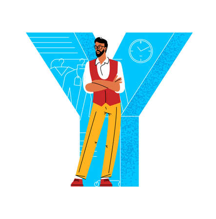 English alphabet with people characters.のイラスト素材