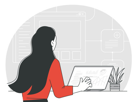 Woman sitting at the office table.のイラスト素材