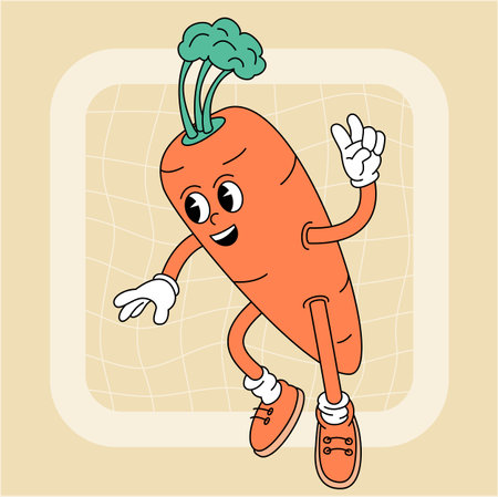 Vintage groovy carrot character.のイラスト素材