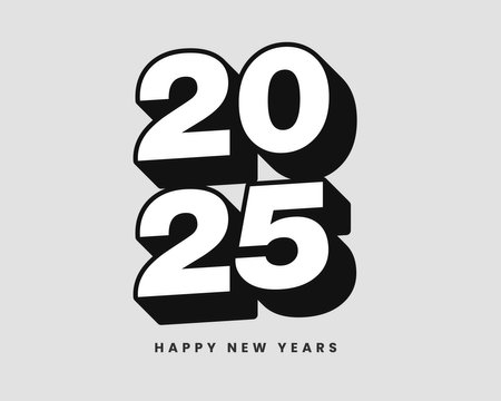 Happy new year 2025 Text Design Background,Vector Illustration EPS10. Design for book cover, greeting card and poster.のイラスト素材