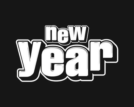 New Year. Vector lettering design for banner, poster, flyer Design for book cover, greeting card.のイラスト素材