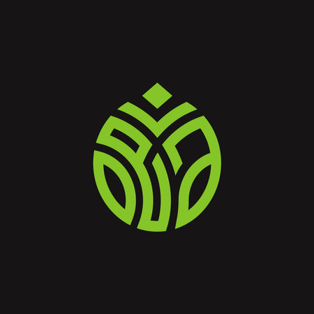 Logo green leaf ecology nature element vector icon isolated on black backgroundのイラスト素材