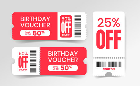 Vector set of discount coupon or ticket template with price tag. Special offer. discount voucher, gift voucher, coupon, voucher element template and coupon for graphic design.のイラスト素材