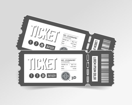 Set of realistic cinema tickets isolated on white background. Vector illustration.のイラスト素材