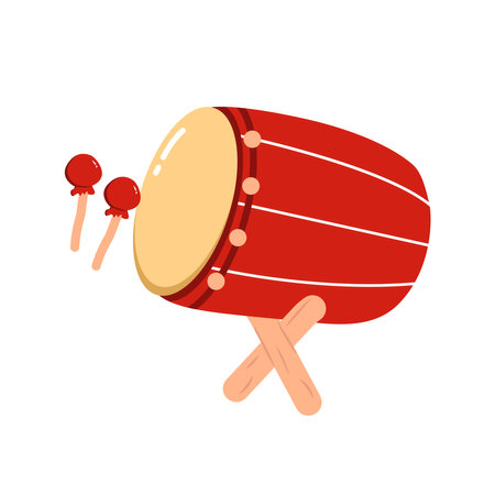 Vector Illustration of Traditional Islamic Drum (Bedug) for Ramadan and Eid Celebration Design. Flat illustration of drumのイラスト素材