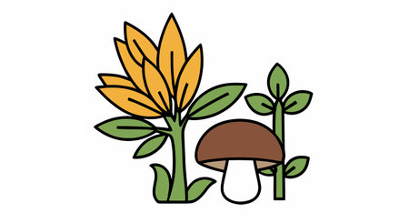 mushroom and leafs plant ecology icon vector illustration designiconのイラスト素材
