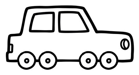 Hand drawn car on a white background. Vector illustration in doodle style.のイラスト素材