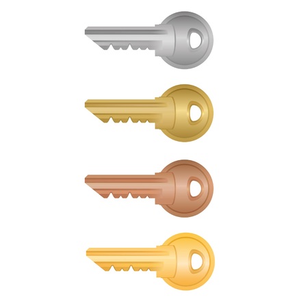 Golden, Silver, Bronze and Yellow Keys.のイラスト素材