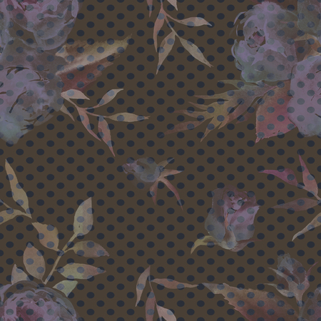 Seamless background pattern with watercolor drawings of flowers and roses. Colorful floral collection for wedding. Design for wedding invitation, wedding menu, greeting cards and fabric.の写真素材