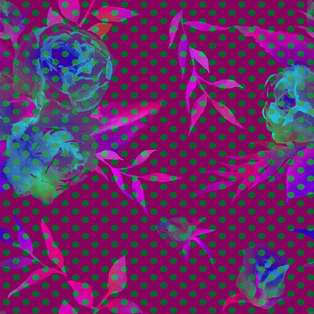 Seamless background pattern with watercolor drawings of flowers and roses. Colorful floral collection for wedding. Design for wedding invitation, wedding menu, greeting cards and fabric.の写真素材