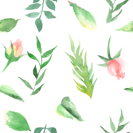 Seamless background pattern with watercolor drawings of blooming watercolor flowers and roses. Colorful watercolor floral collection flowers.Design for invitation, wedding, greeting cards and fabric.の写真素材