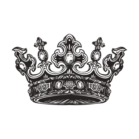 Filigree high detailed imperial crown. Element for design logo, emblem and tattoo.のイラスト素材