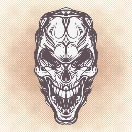 Gothic coat of arms with skull. A decorative detailed hand-drawn illustration. Tattoo design elements. Hand drawn vector illustration.のイラスト素材