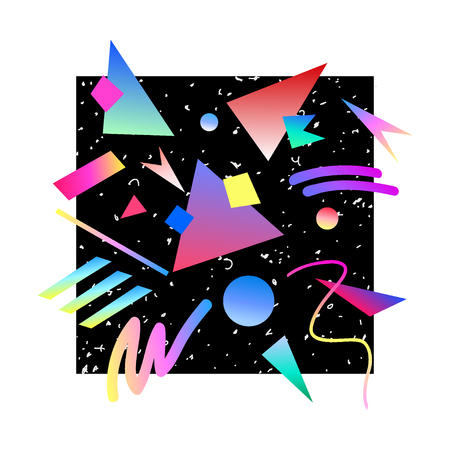 Abstract retro background. Memphis geometric fashion style. Hip Hop style good for vintage textile fabric design, wrapping paper stickers and patch. Vector illustration.のイラスト素材