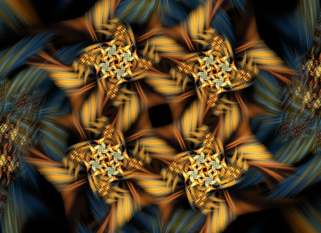 fractal of yellow with black flowers on abstract blurred backgroundの写真素材
