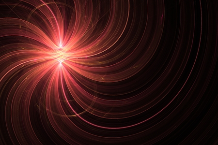 bright red spiral star of swirling lines on a black backgroundの写真素材