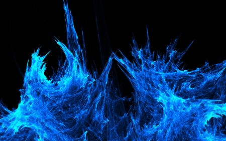 abstract illustration made up of blue lines arranged in a chaotic manner in different directions in the form of frost patterns or wavesの写真素材