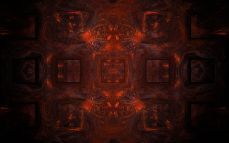 abstract pattern of dark red color consisting of convex wide volumetric lines intersecting in a lattice pattern, and bright crimson top and bottom of the compositionの写真素材