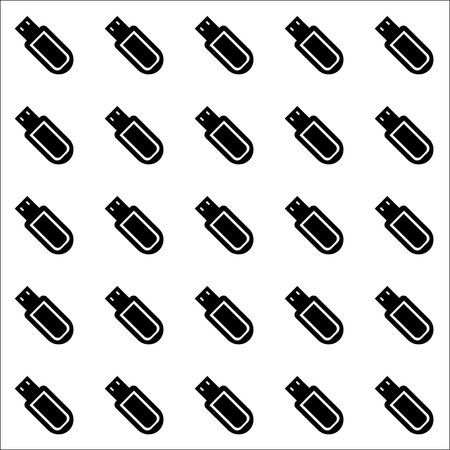 Illustration pattern of USB flash drives located at an angle on a white background